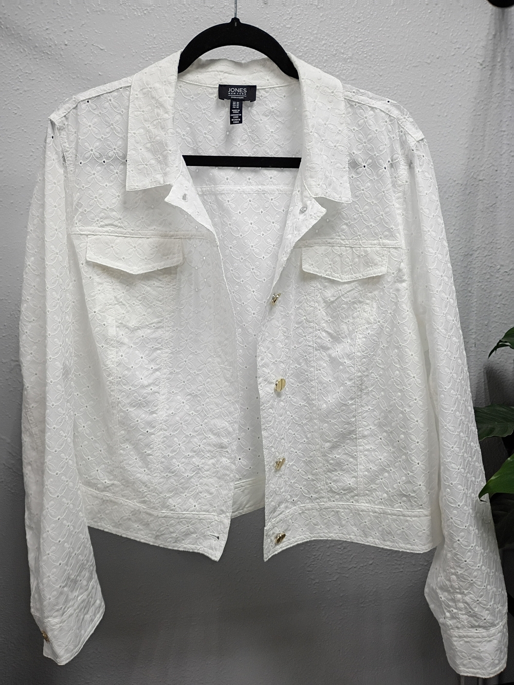 Jones New York White Eyelet Button-Front Jacket